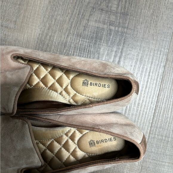 Birdies Tan Suede Slip On Loafers With Quilted Lining Size 7.5 - Picture 3 of 5